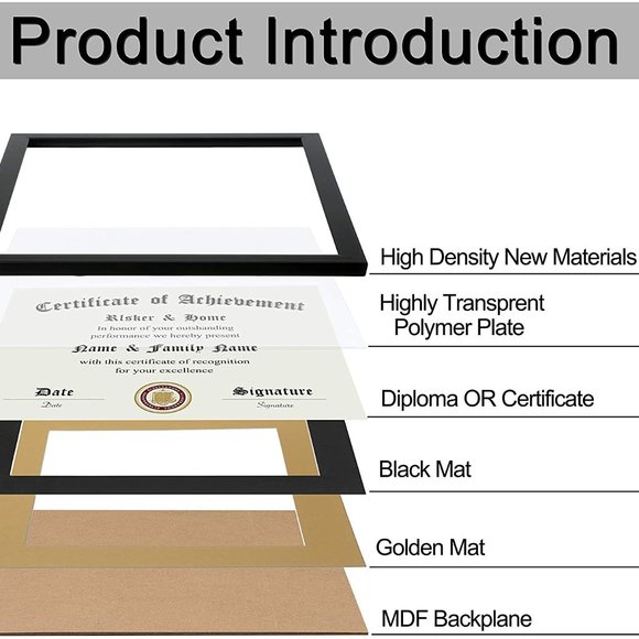 New 8.5x11 11x14 Certificate Frame - Classic Black Color Picture Frame - Picture 2 of 5